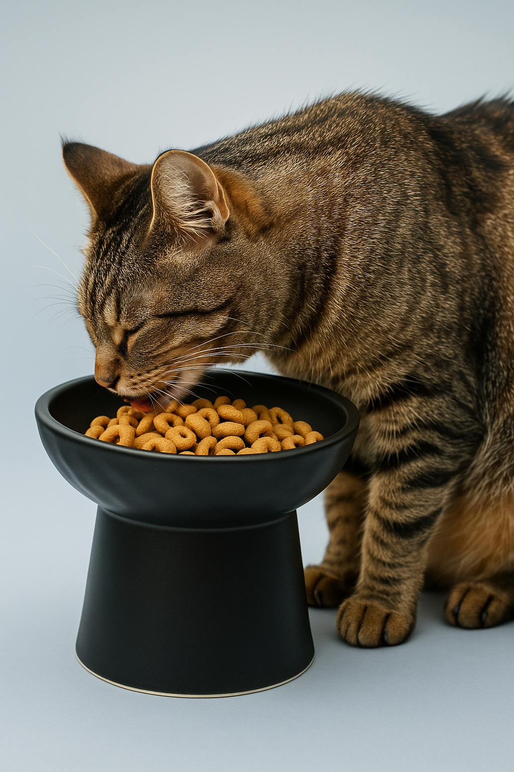 elevated ceramic pet bowl with slanted design for cats