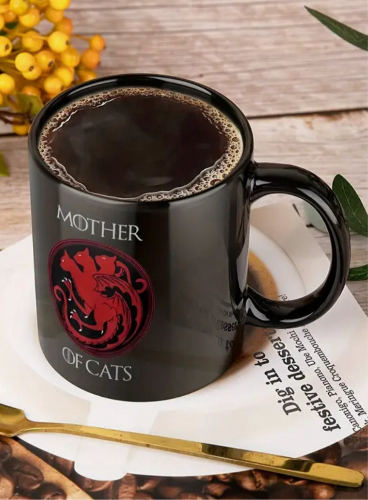 Cat mom coffee mug – gothic black ceramic cup