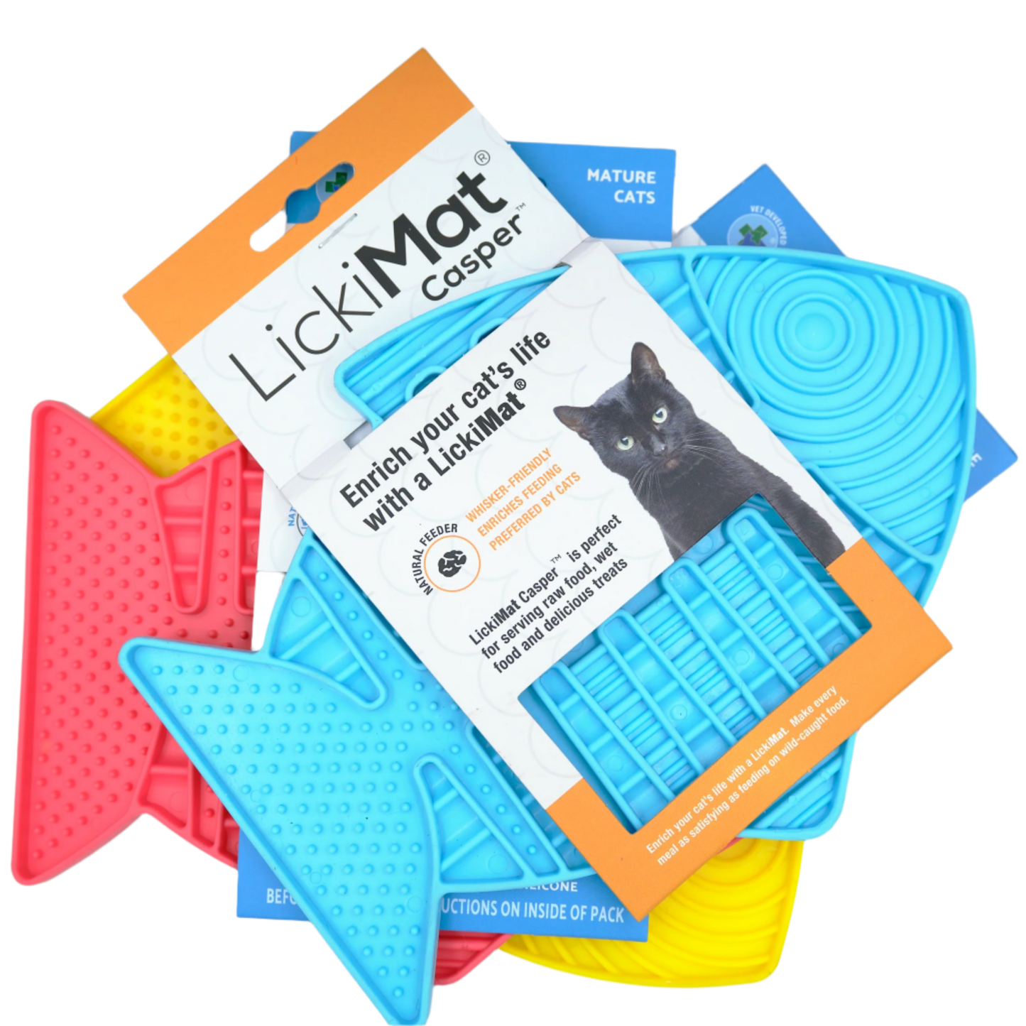 LickiMat Casper slow feeder mat for cats. Whisker friendly cat feeding mat South Africa.