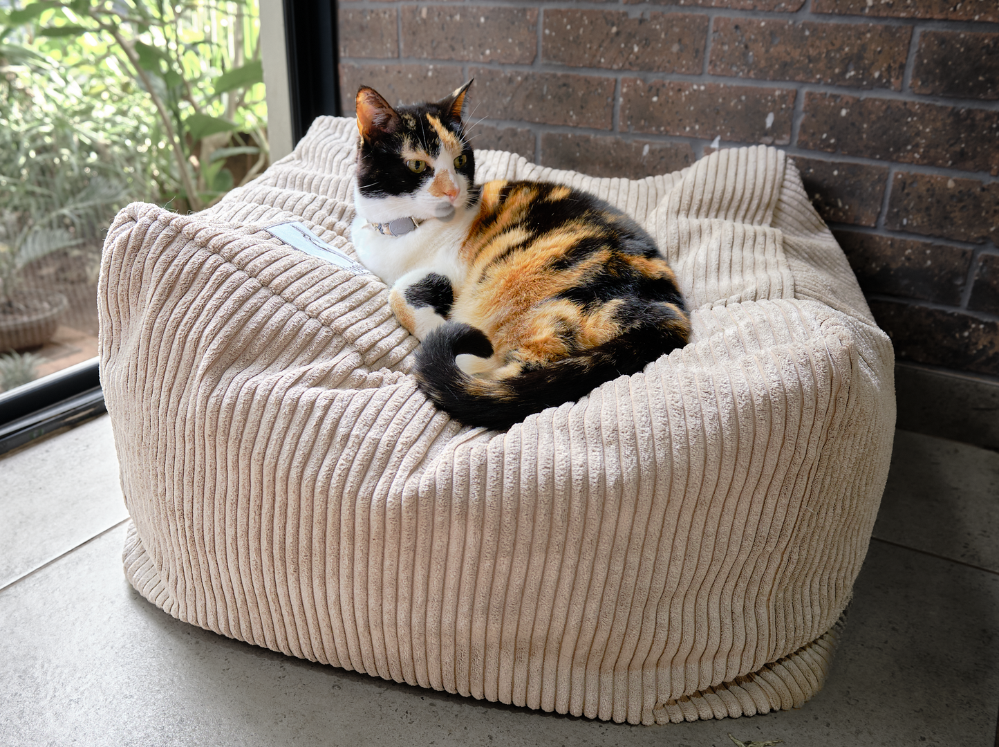 Large plush cat lounger cube corduroy South Africa.
