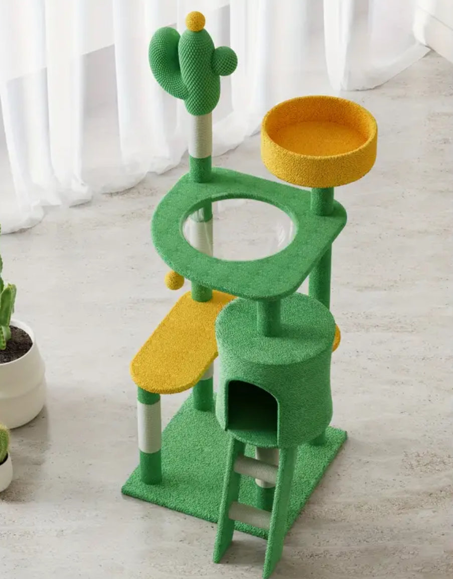 Full cactus compound cat furniture in a modern living room.