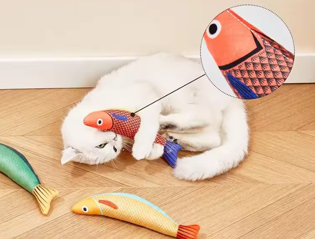Catch of the Day | 3 Catnip Fish Chew Toys with Bell | The Apartment Cat