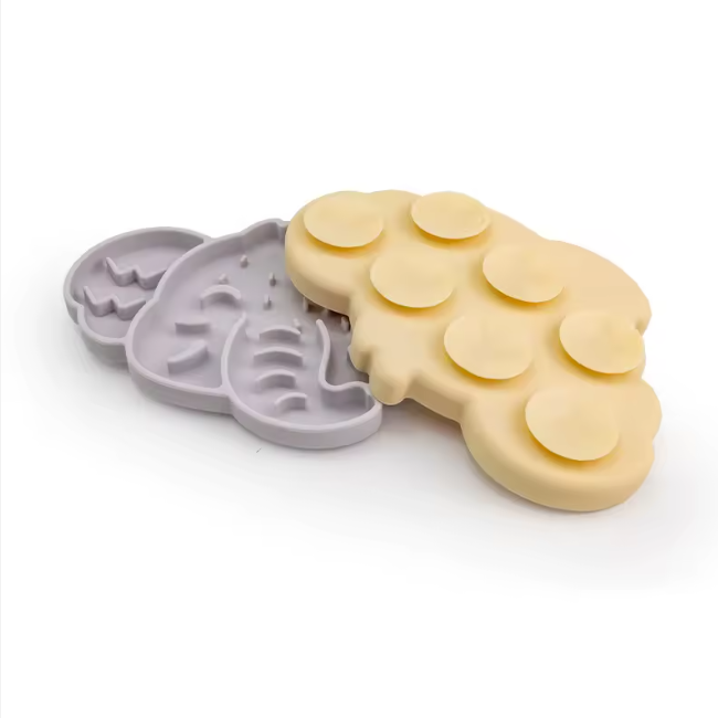 Back view of elephant feeder mat showing suction cups.