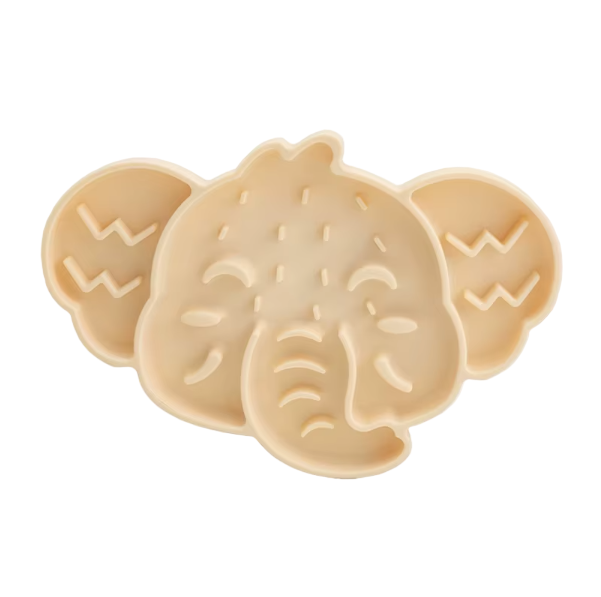 Brown elephant slow feeder mat for cats with suction cups