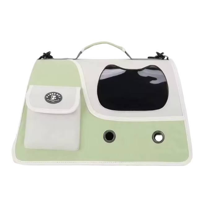 ight green foldable cat carrier bag with pocket and window