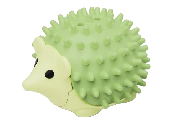 Green hedgehog catnip toy wall-mounted with rotating catnip ball