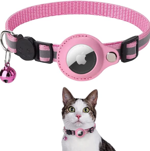 Airtag collar for cats in pink.