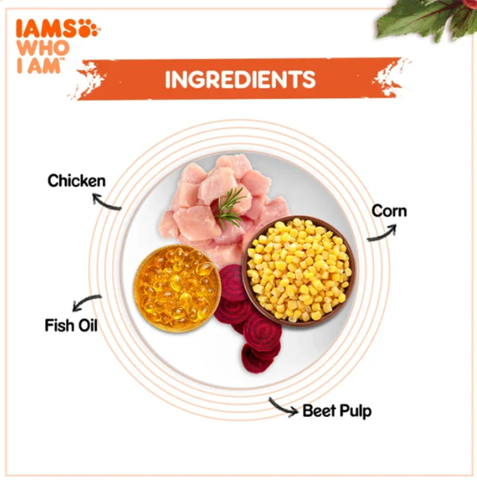 Ingredients chart: tuna, salmon meal, fish oil, beet pulp, corn