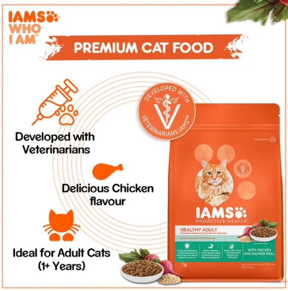 IAMS Proactive Health Healthy Adult Cat Food | Chicken & Salmon