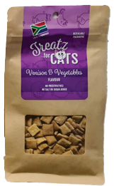 Treatz for Cats Venison and Vegetables flavour cat treats 80g pouch front