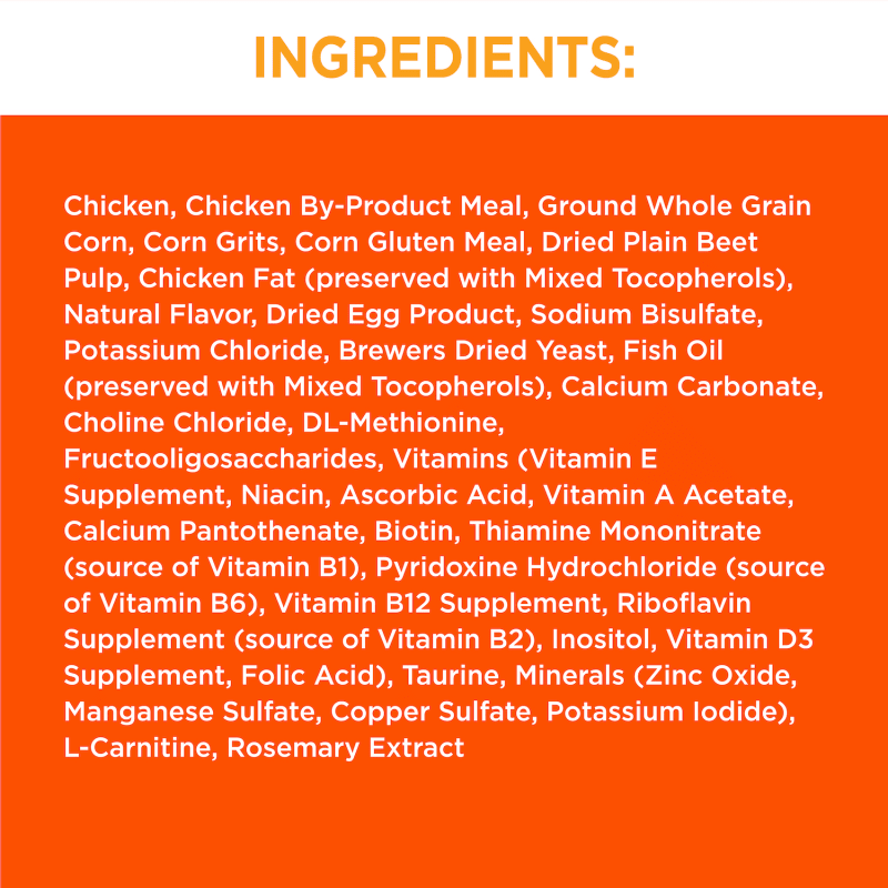Ingredients list of IAMS Healthy Adult with Chicken