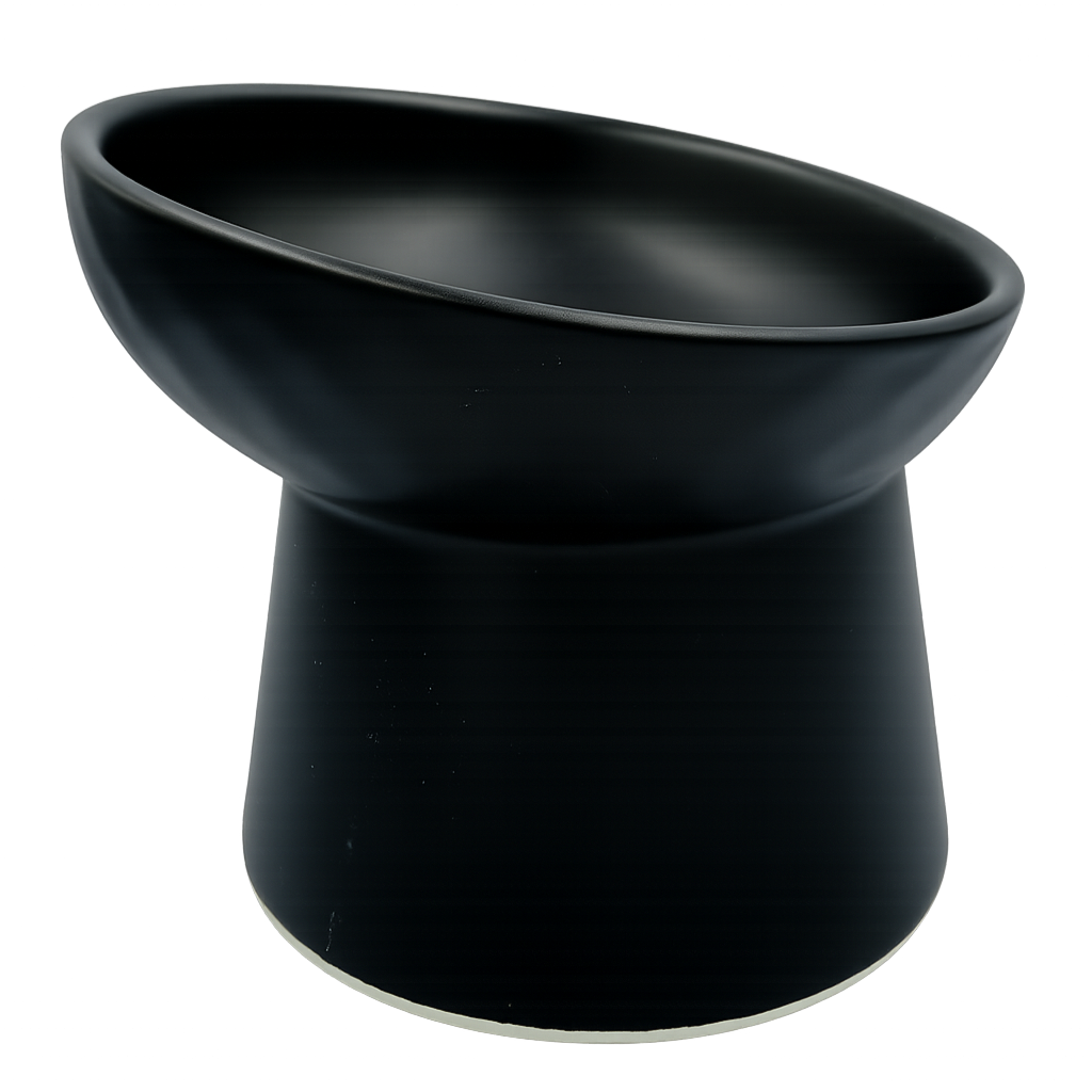 elevated ceramic pet bowl with slanted design for cats