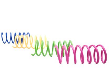 set of colourful plastic spring cat toys – pack of 12

multi-colour cat toy springs for indoor chasing and play

durable plastic coil spring toys for cats bouncing on floor

The Apartment Cat CS-12 Strike Coils with noir branding