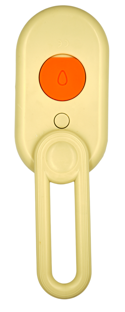 cat grooming brush in khaki with mist spray function – back view