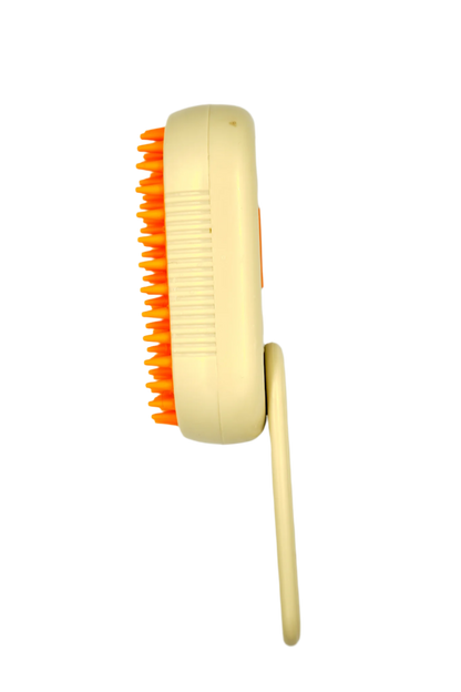 Steam Slicker cat brush with ergonomic handle – side view