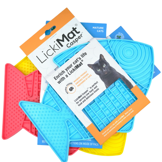 LickiMat Casper slow feeder mat for cats. Whisker friendly cat feeding mat South Africa.