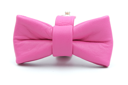 Handmade leather cat collar with removable bowtie and bell