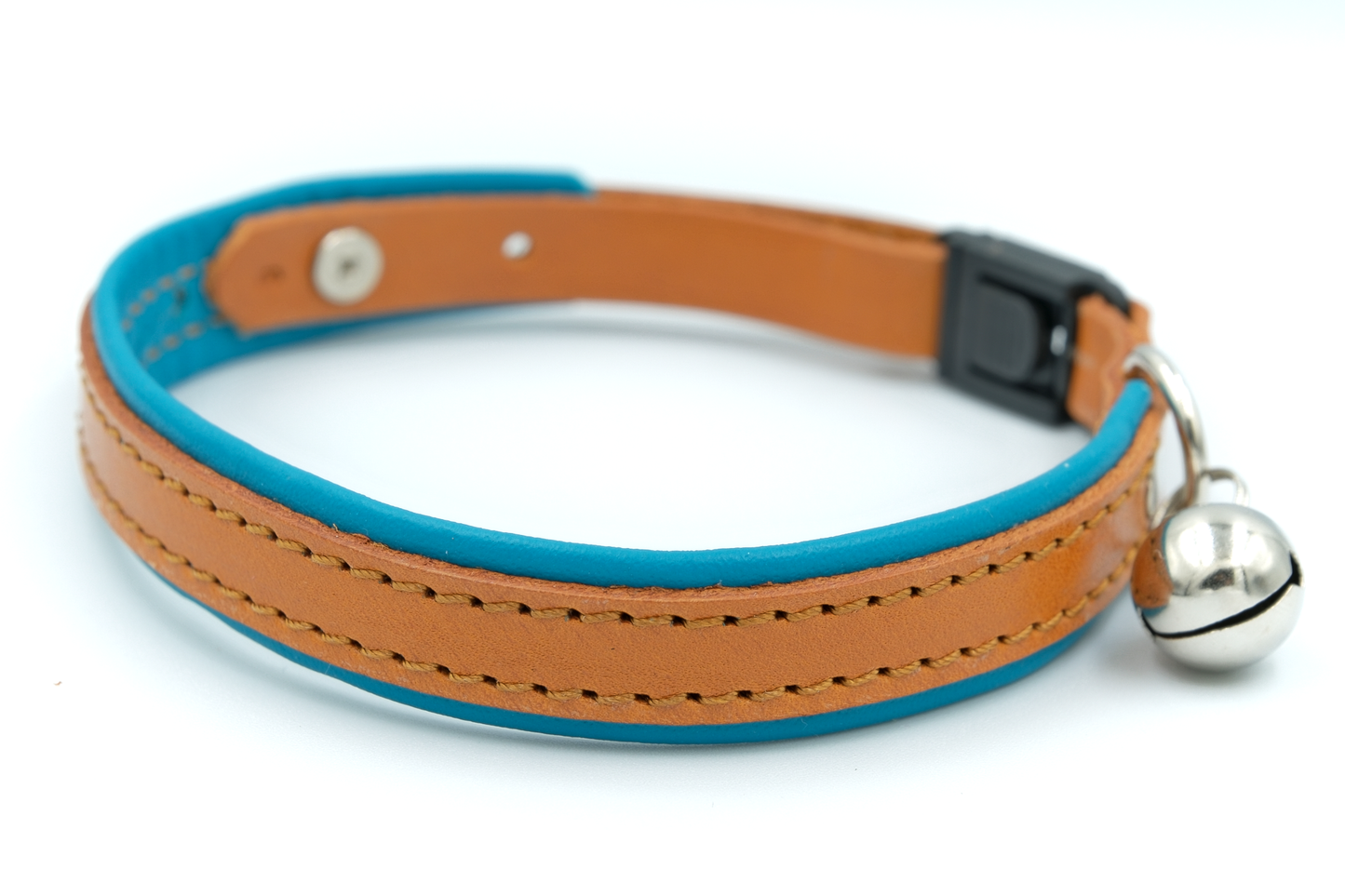 Handmade leather cat collar with removable bowtie and bell