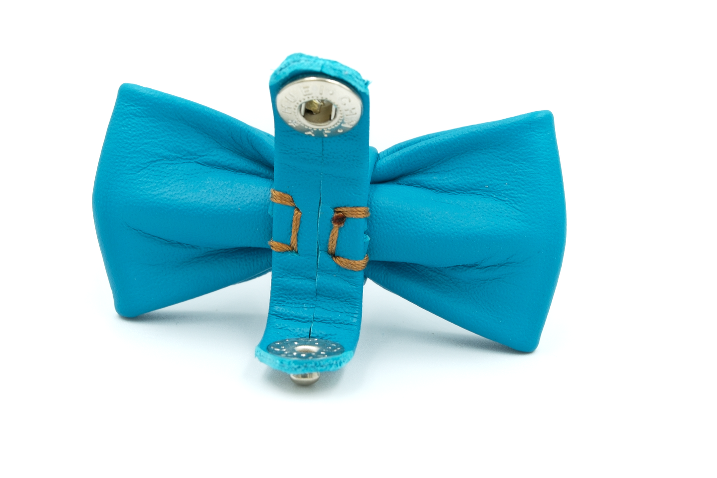 Handmade leather cat collar with removable bowtie and bell