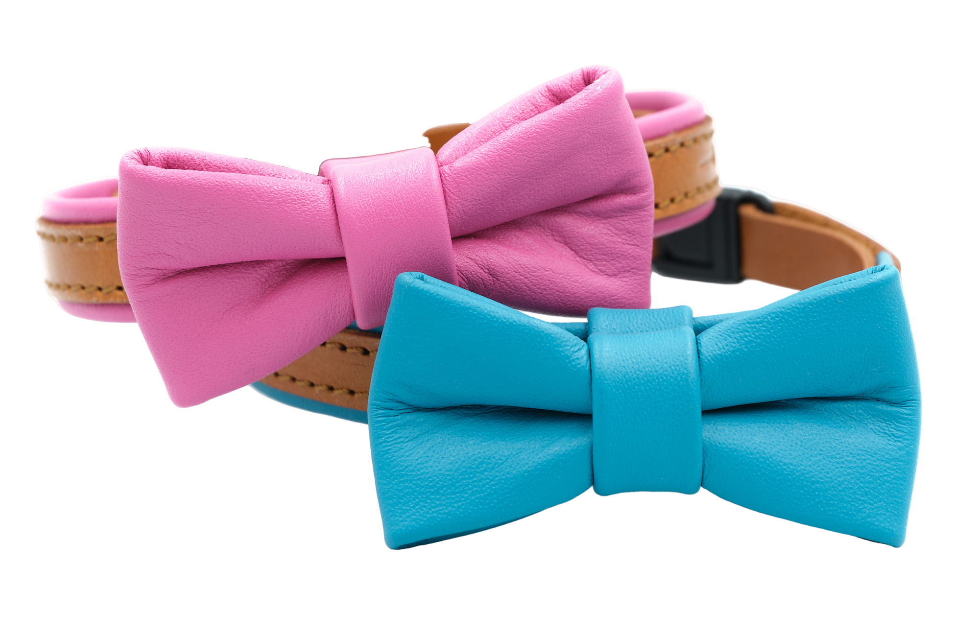 Handmade leather cat collar with removable bowtie and bell