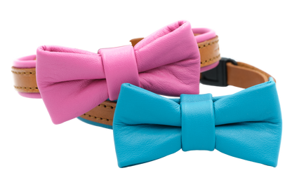 Handmade leather cat collar with removable bowtie and bell