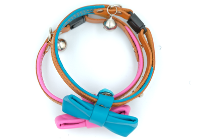 The Rosetta Ruby | Luxury Leather Cat Collar with Removable Bowtie & Bell