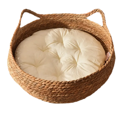 Woven round cat bed 38cm – The Verdict

Elevated cat seat basket style South Africa