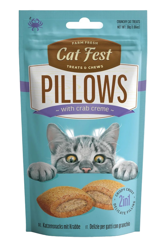 Cat Fest Pillows crunchy cat treats with crab creme 30g front