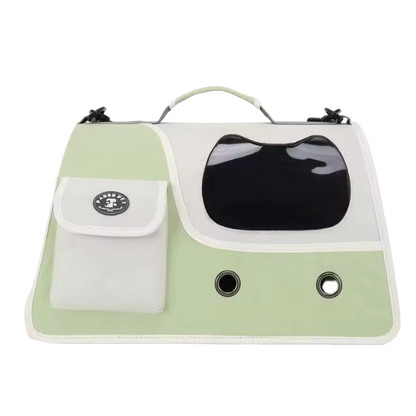 ight green foldable cat carrier bag with pocket and window