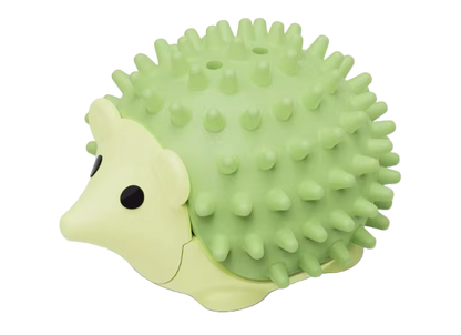 Green hedgehog catnip toy wall-mounted with rotating catnip ball