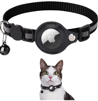Airtag collar for cats in black. 