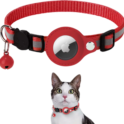 Airtag collar for cats in red. 