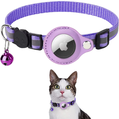 Airtag collar for cats in purple. 