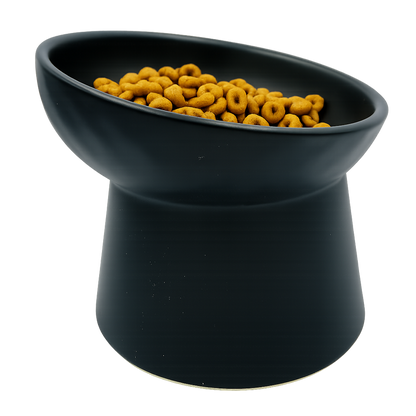 elevated ceramic pet bowl with slanted design for cats