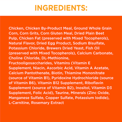 Ingredients list of IAMS Healthy Adult with Chicken