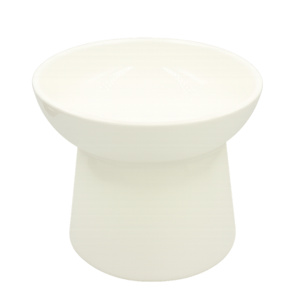 white elevated ceramic pet bowl with slanted design for cats