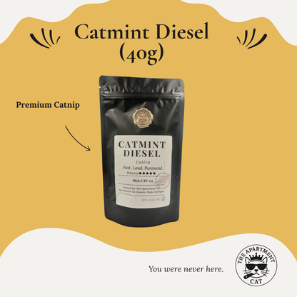 Natural catnip for cats in a resealable pouch - Catmint Diesel from The Apartment Cat. 