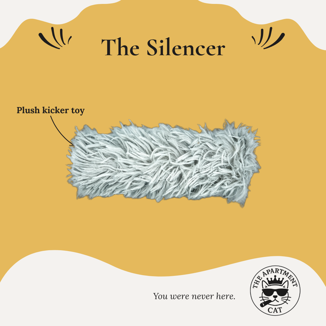 Plush kicker toy for cats - The Silencer from The Apartment Cat. 
